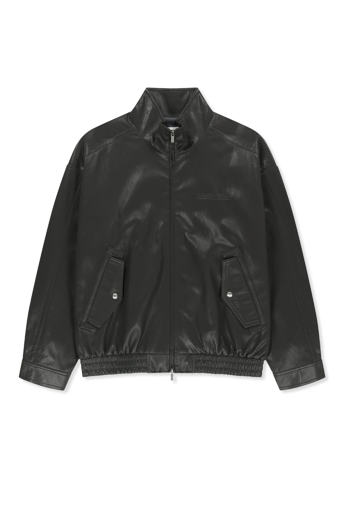 Matinkim Small Logo Faux Leather High Neck Jumper IN Dark Brown