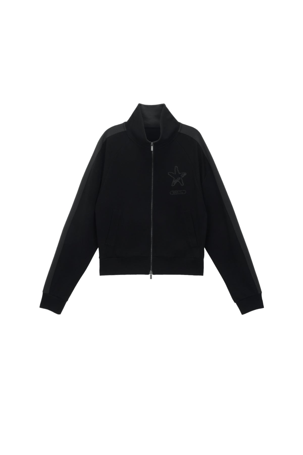 Matinkim Vintage Graphic Jersey Zip UP IN Black