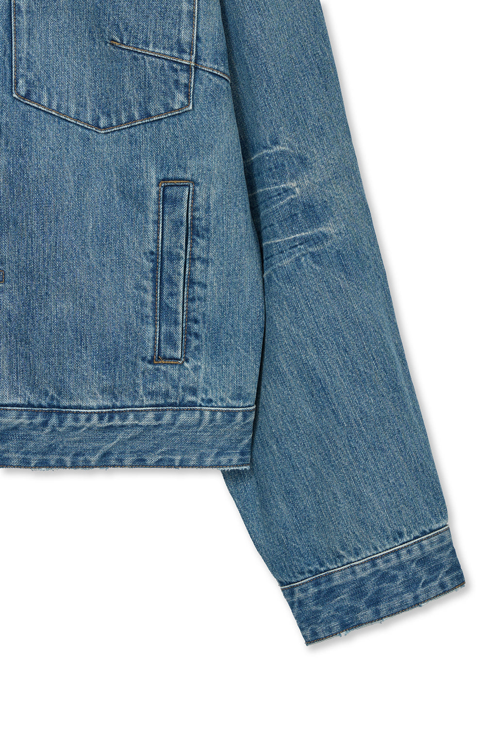 Matinkim Vintage Washed Denim Trucker For Men IN Blue