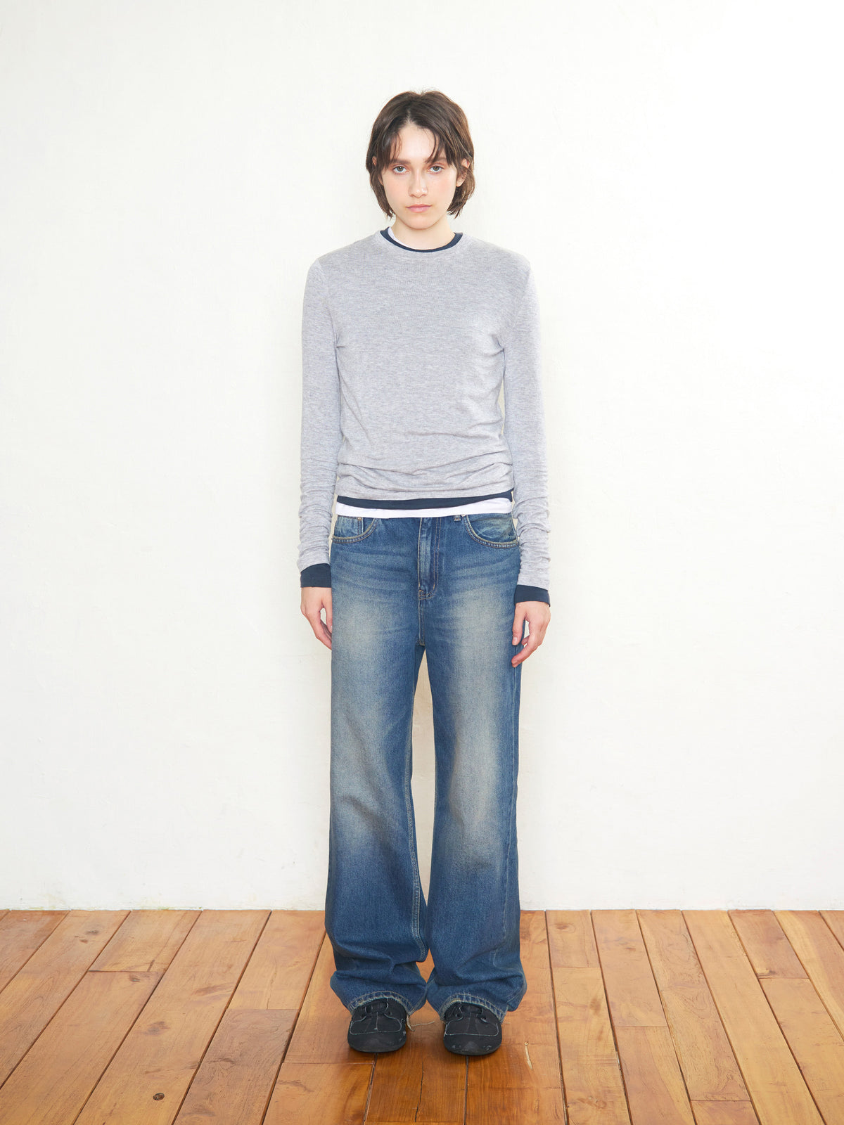 Low Classic Lc Wool Jersey T-Shirt Melange Grey