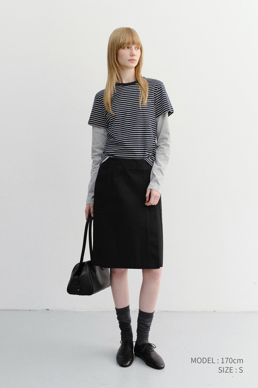 Dunst Essential Stripe Logo T-Shirt Navy Cream Stripe