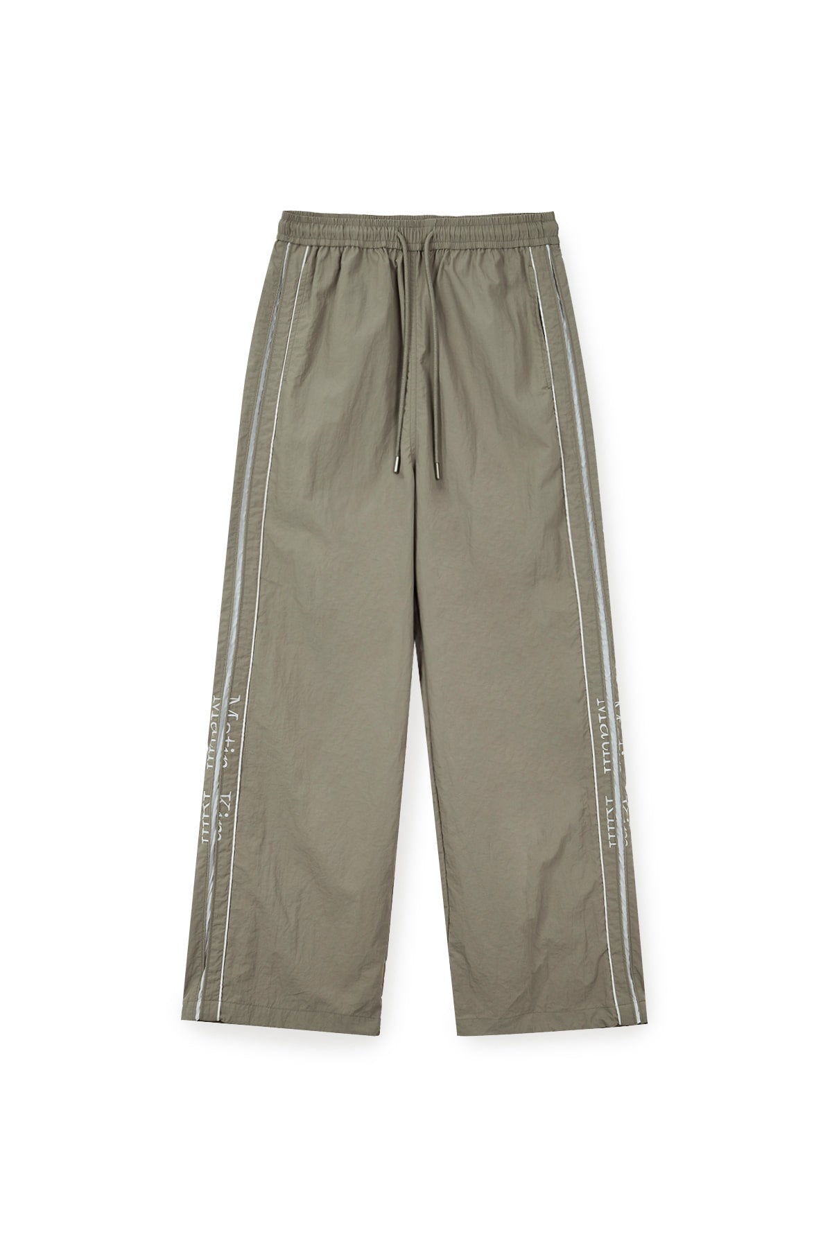 [matinkim] SIDE LOGO WIDE TRACK PANTS IN KHAKI