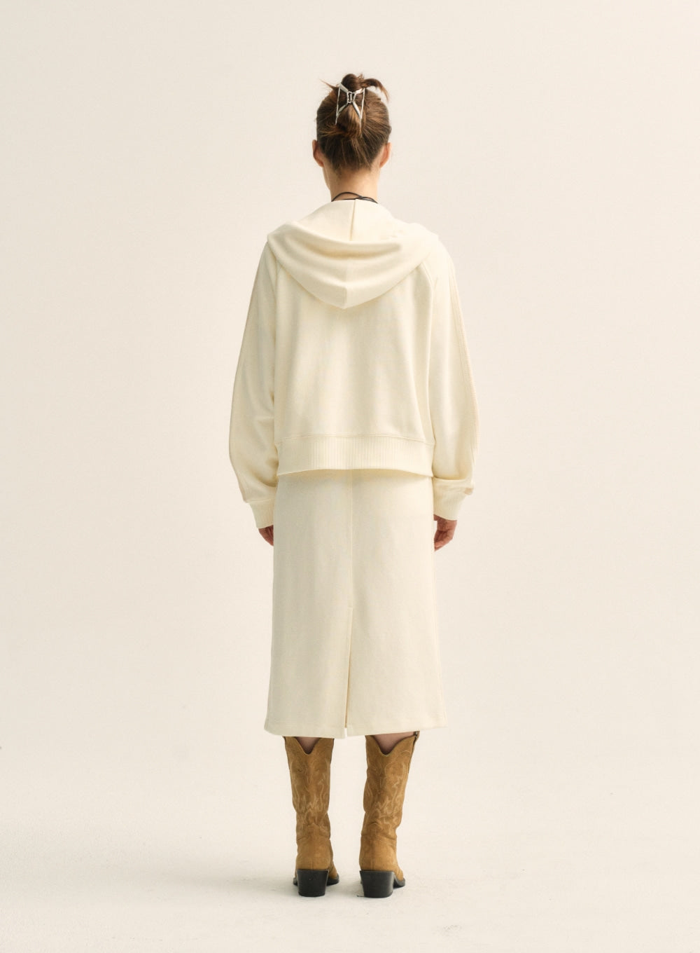 [satur] (W) Lawton Loose Fit Hood Zip-up - Resort Cream