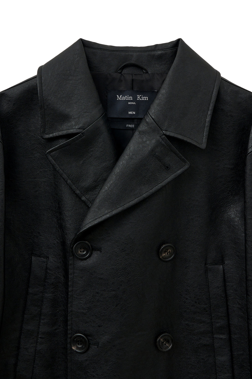 [matinkim] FAUX LEATHER DOUBLE JACKET FOR MEN IN BLACK
