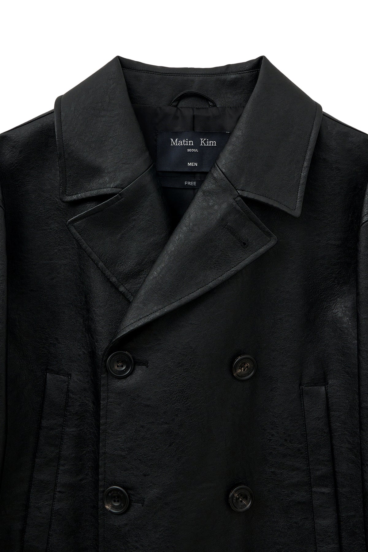Matinkim Faux Leather Double Jacket For Men IN Black