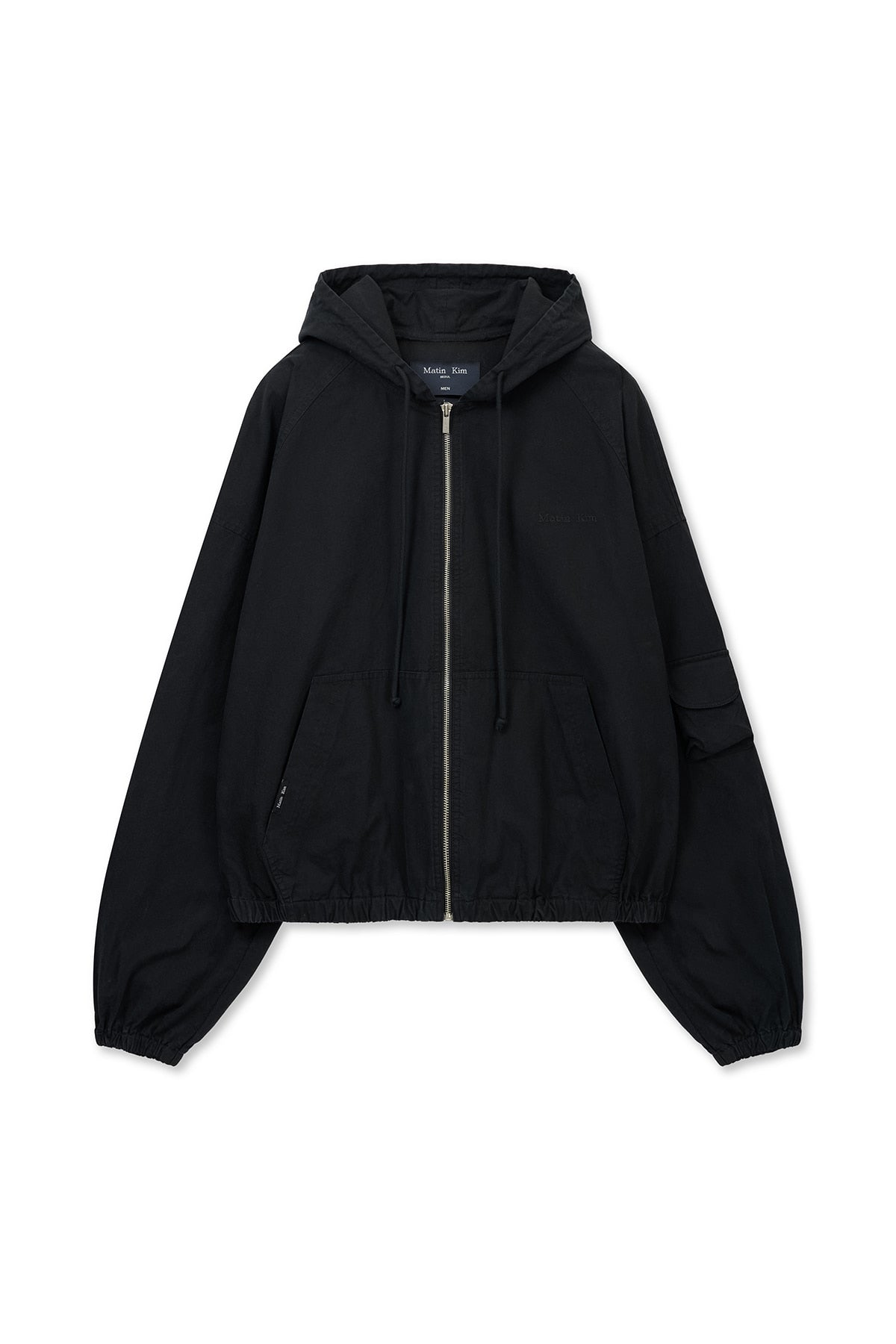 [matinkim] WASHED COTTON HOODY ZIP UP IN BLACK