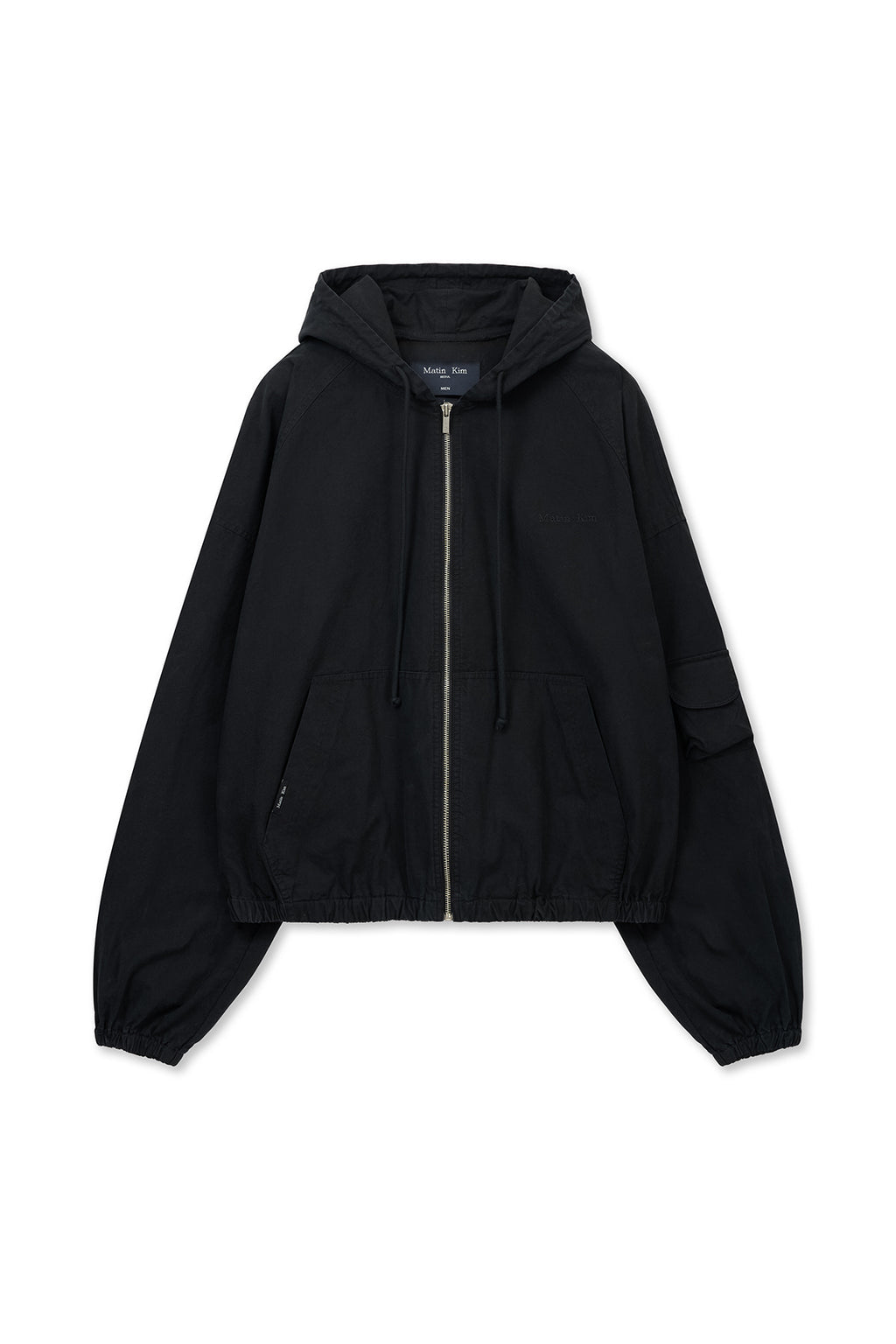Matinkim Washed Cotton Hoody Zip UP IN Black
