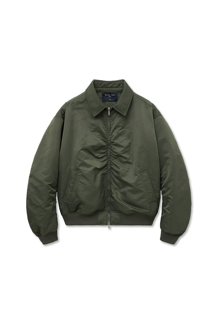 Matinkim Applique Logo Shirring Bomber Jumper For Men IN Khaki