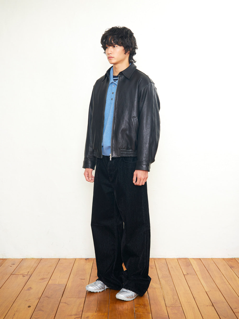 [Low Classic] Lambskin Leather Harrington Jacket_Black