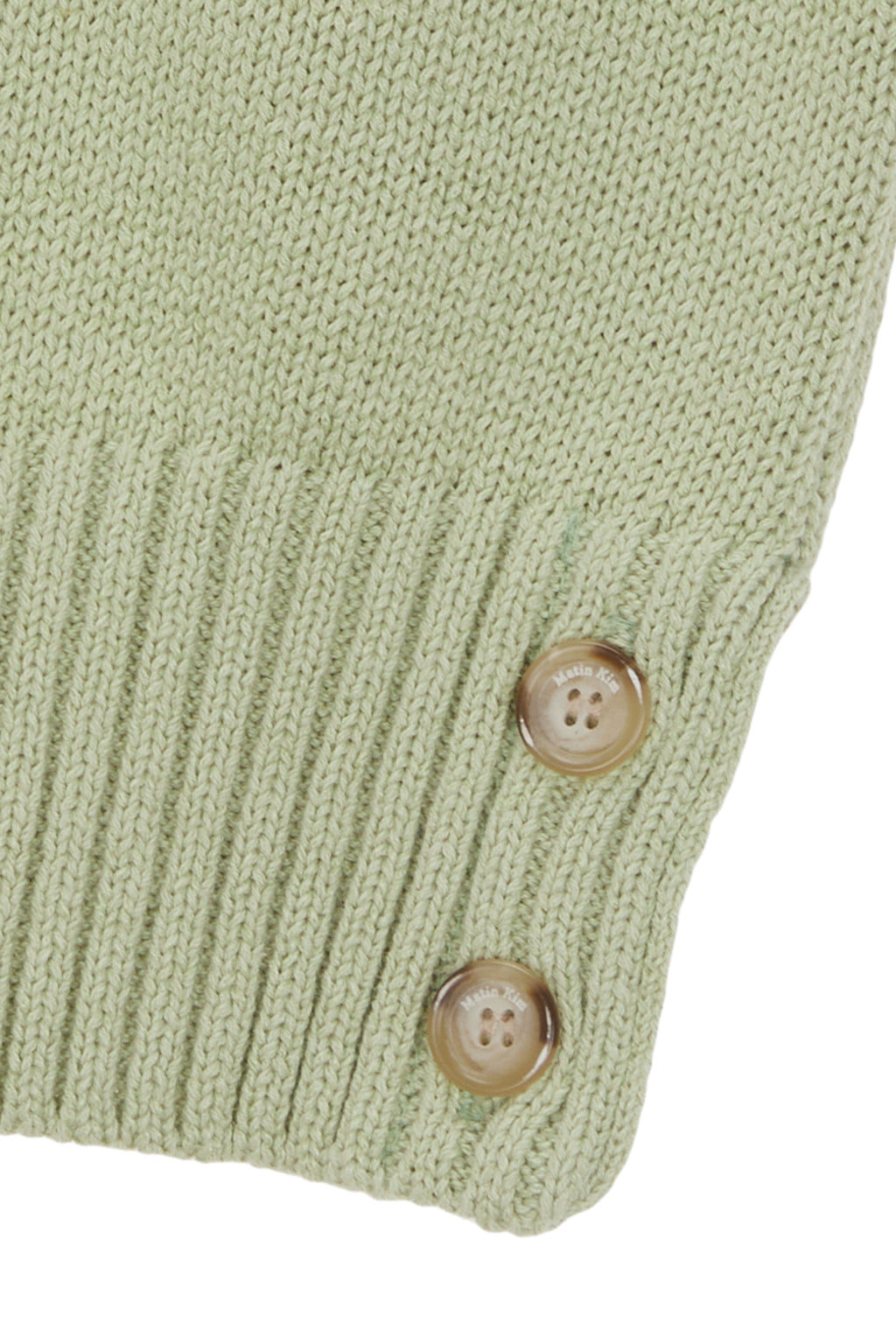 [matinkim] DAMAGE ROUND HALF CARDIGAN IN LIGHT GREEN