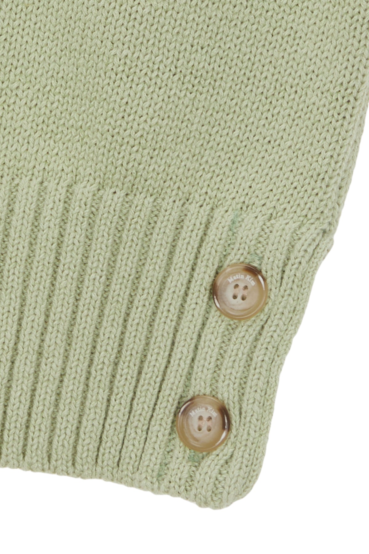 [matinkim] DAMAGE ROUND HALF CARDIGAN IN LIGHT GREEN