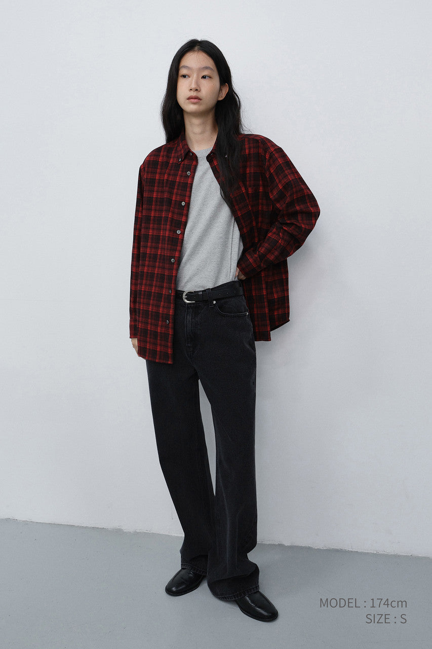 Dunst Unisex Checked Flannel BD Shirt Red