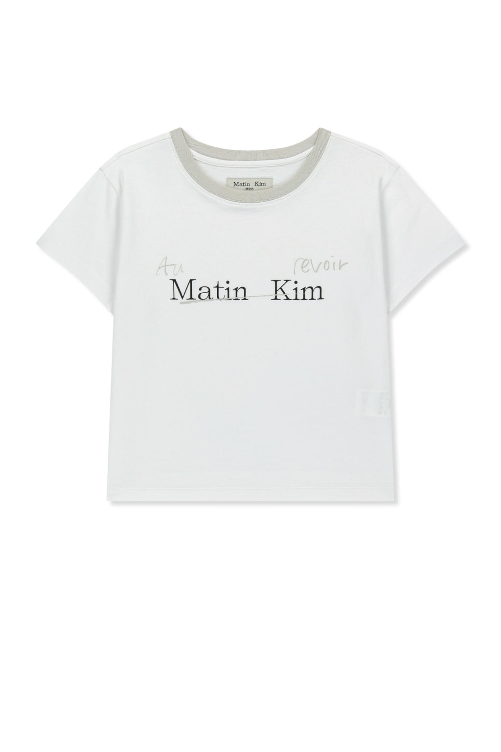 [matinkim] Tonal Rib Logo Crop Top IN White