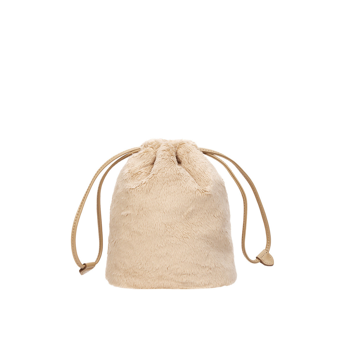 Vunque Perfec Drawstring Fur Pouch Beige