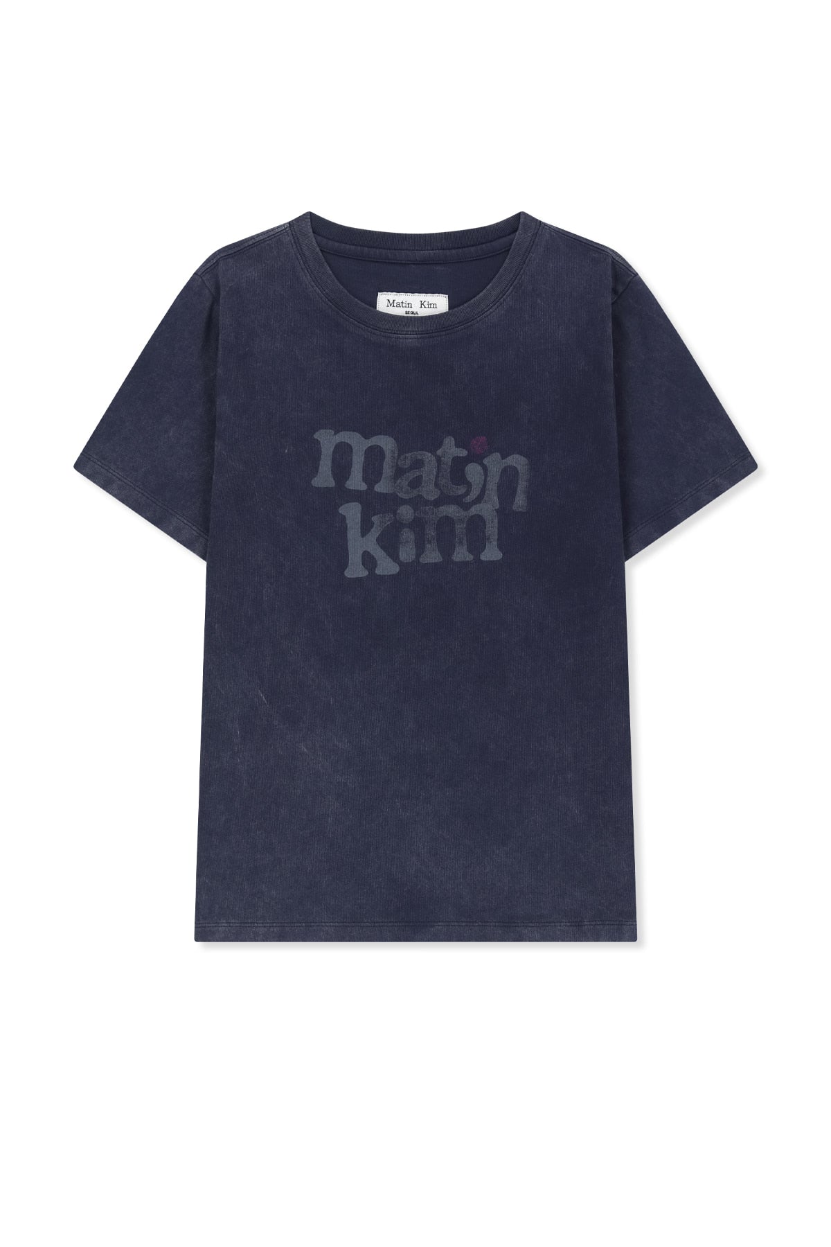 Matinkim Round Logo Graffiti Slim Top IN Navy