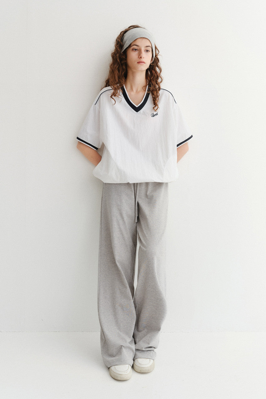Dunst Unisex V-Neck Woven Top White