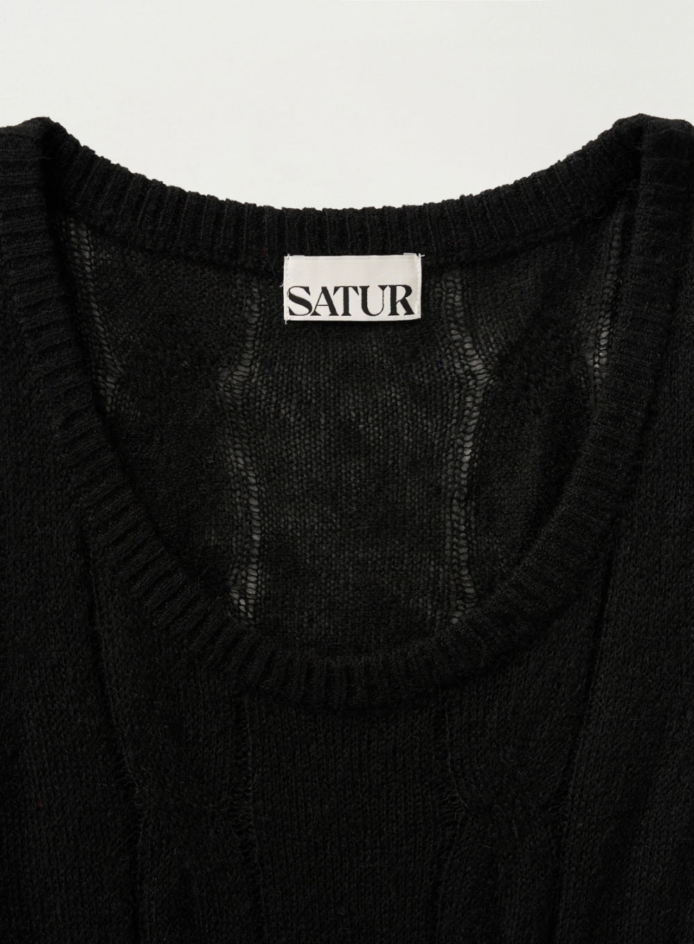 [satur] (W) Mohair Crop Knit Vest - Black