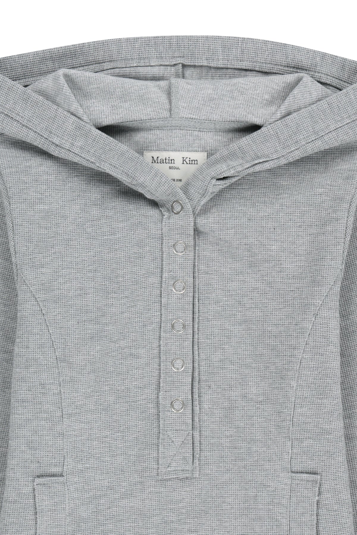 Matinkim Waffle Henley Neck Hood Top IN Grey