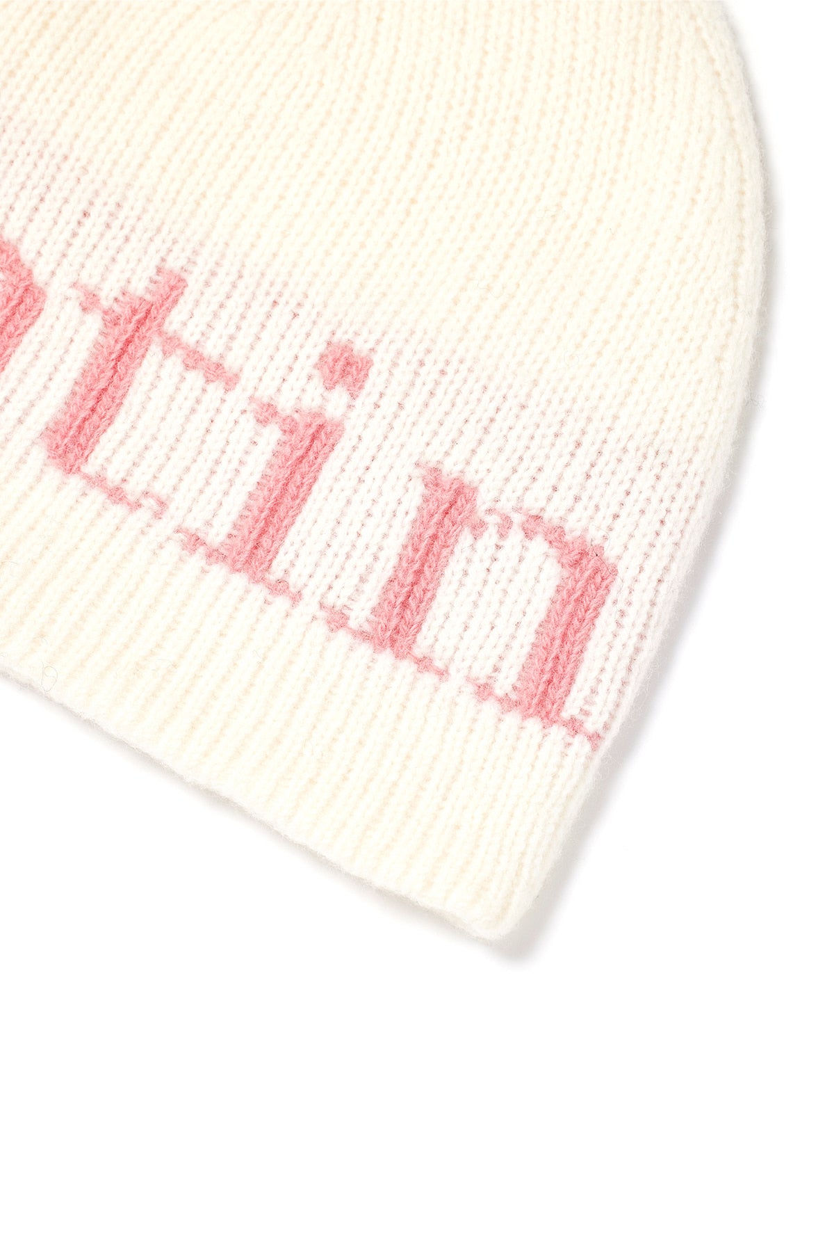 [matinkim] LOGO JACQUARD KNIT BEANIE IN IVORY