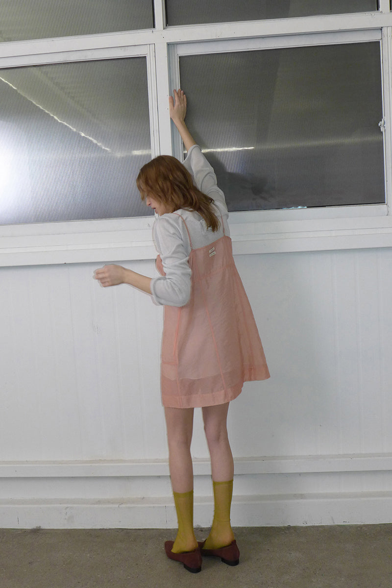 Overdueflair Sheer Bustier Dress Peach