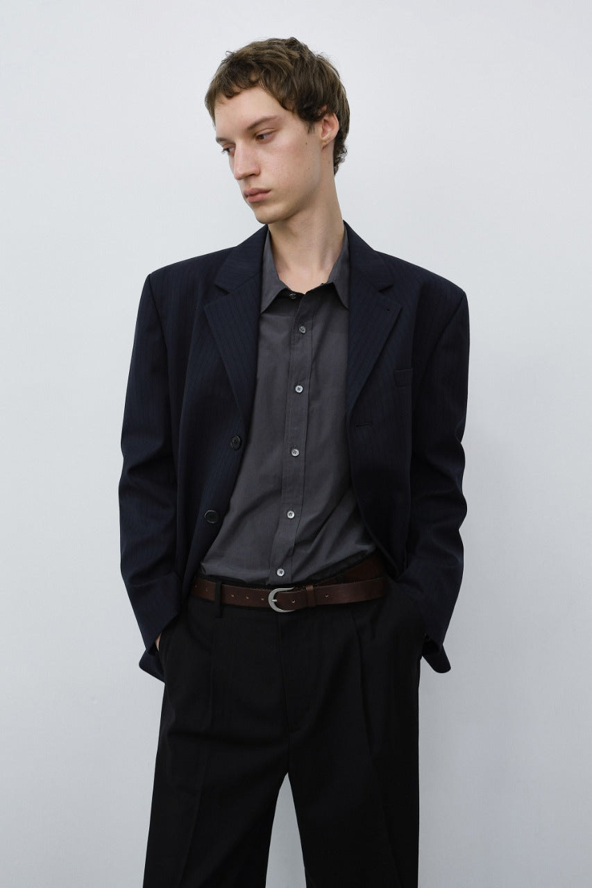 Dunst Unisex Classic 3 Button Wool Blazer Navy Stripe