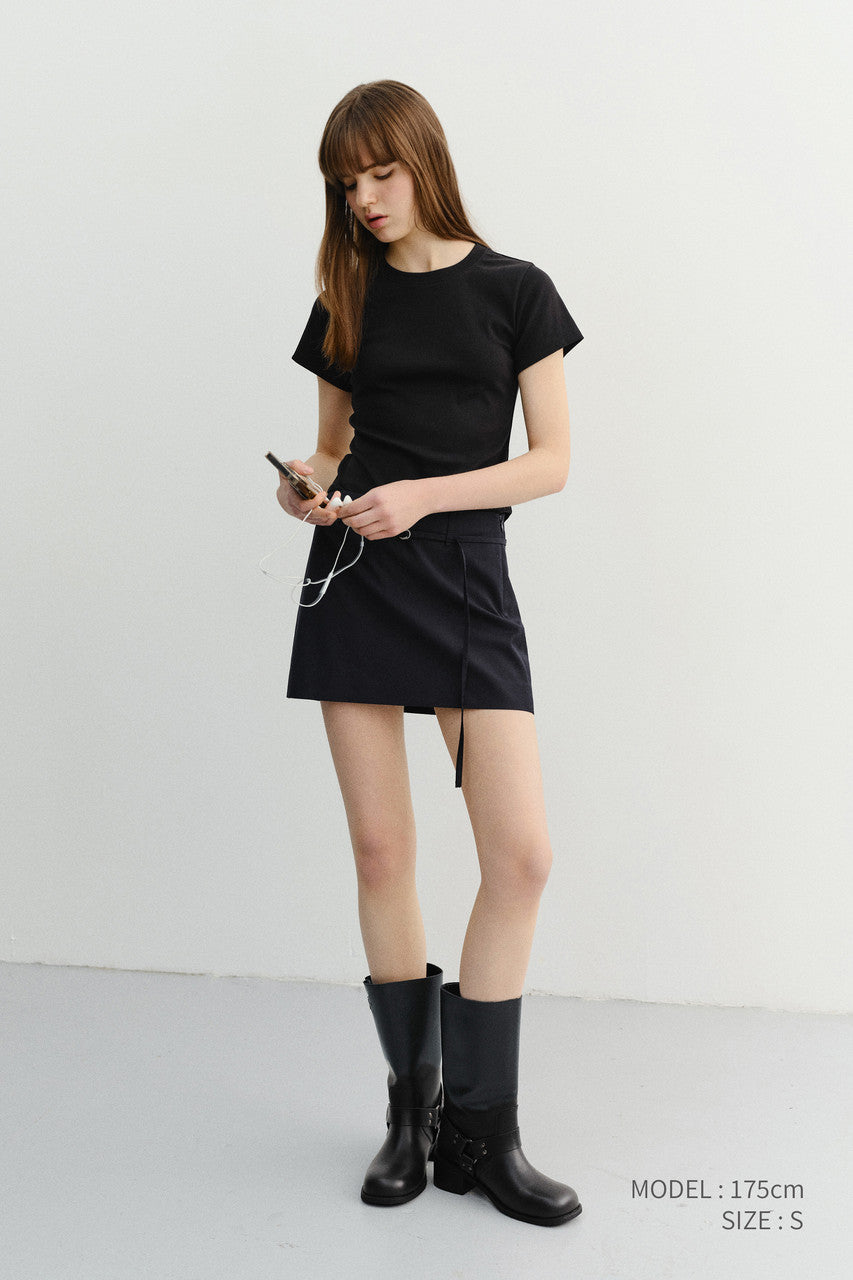 Dunst Belted Mini Skirt Deep Navy