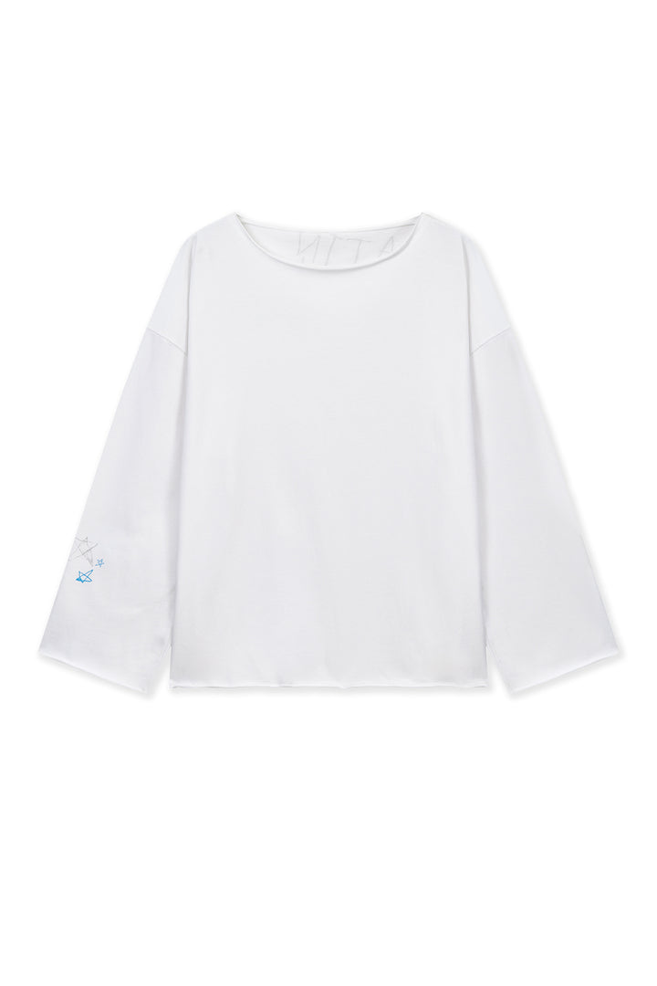 Matinkim Raw Hem Finished Boat Neck Top IN White