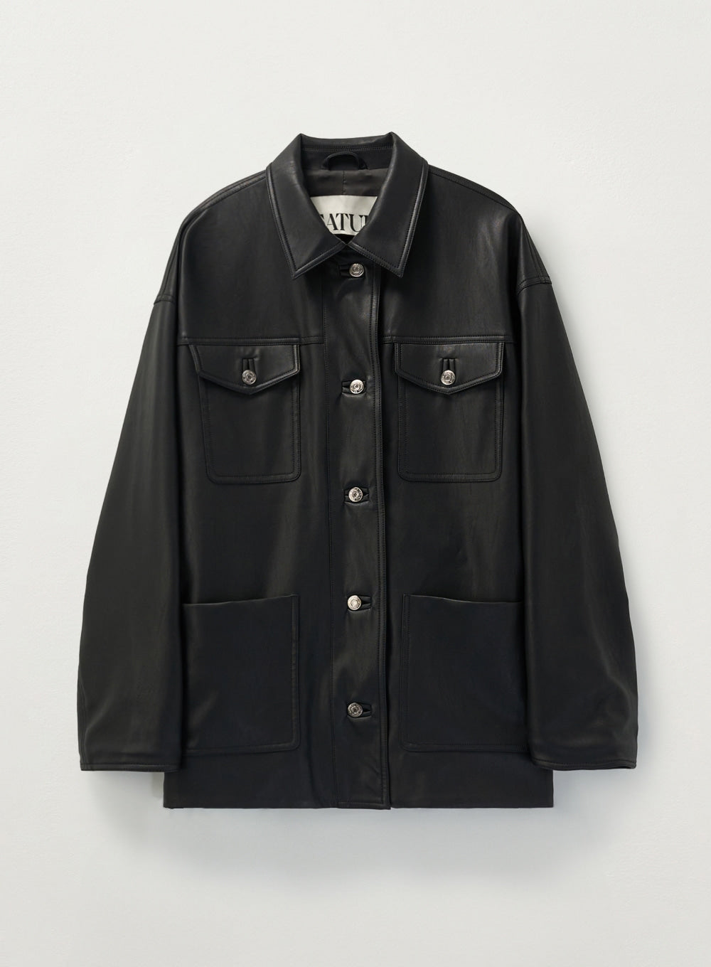 [satur] (W) Loose Fit Open Collar Jacket - Black