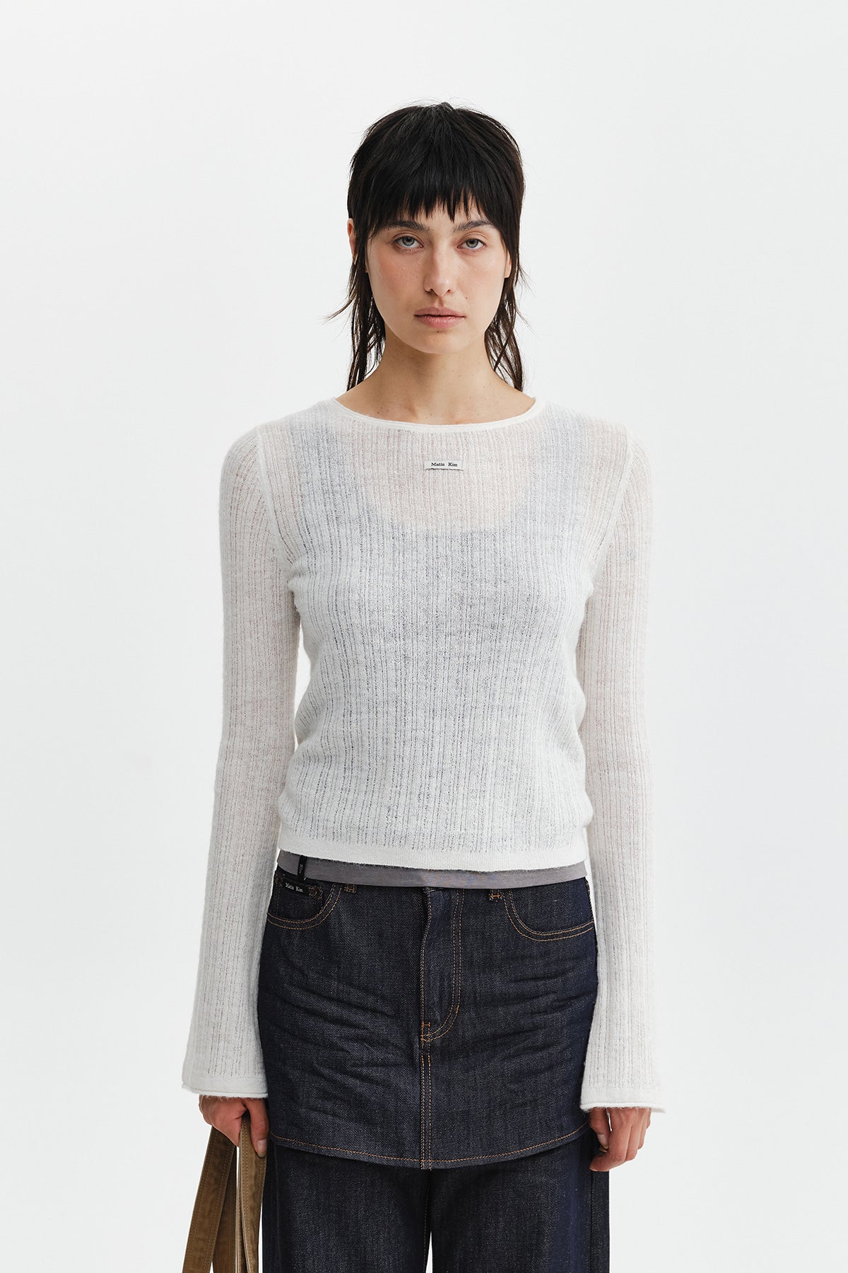 Matinkim Two Way Texture Knit Top IN Ivory
