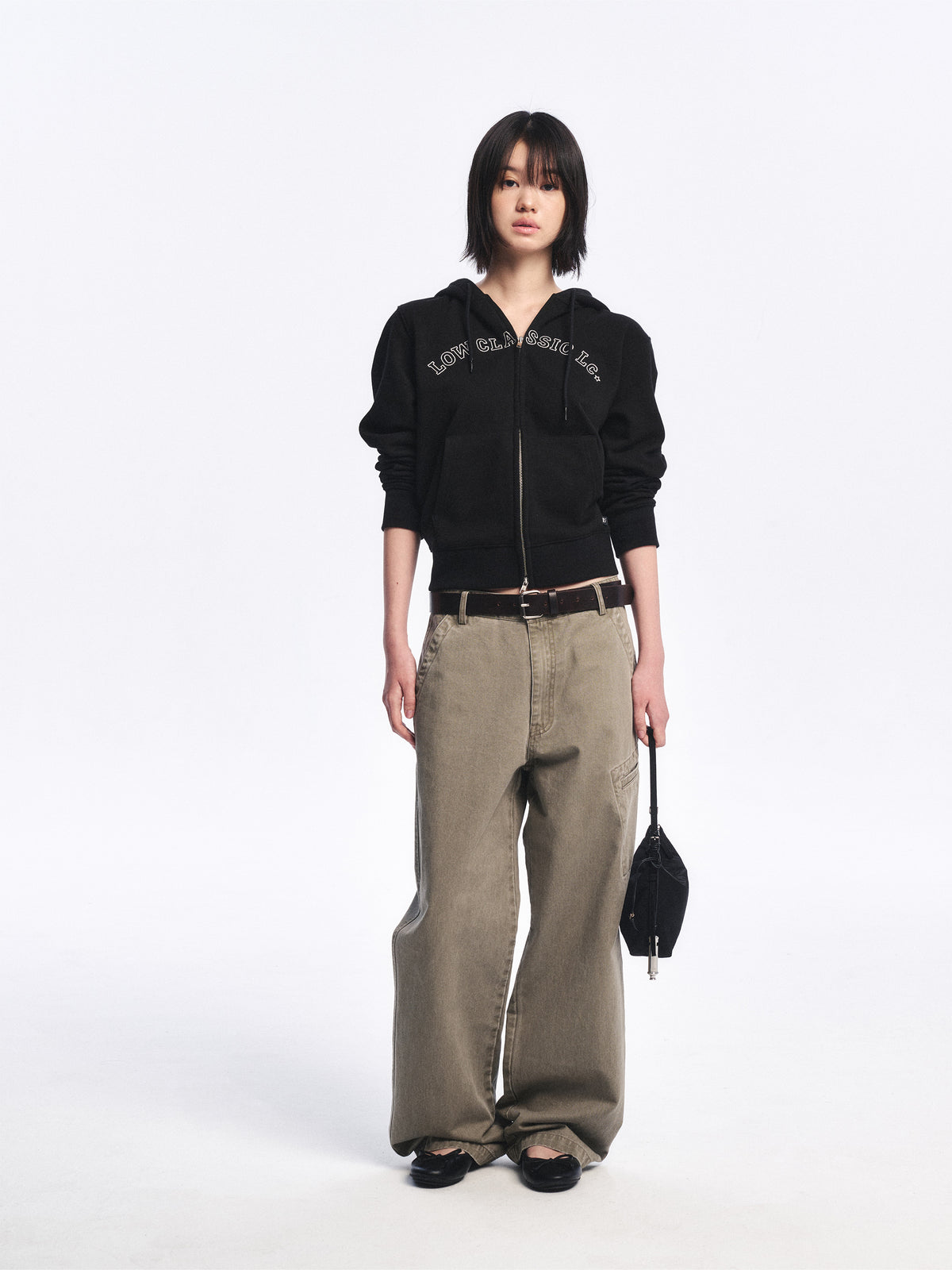Low Classic Washed Cotton Utility Pants Khaki Grey