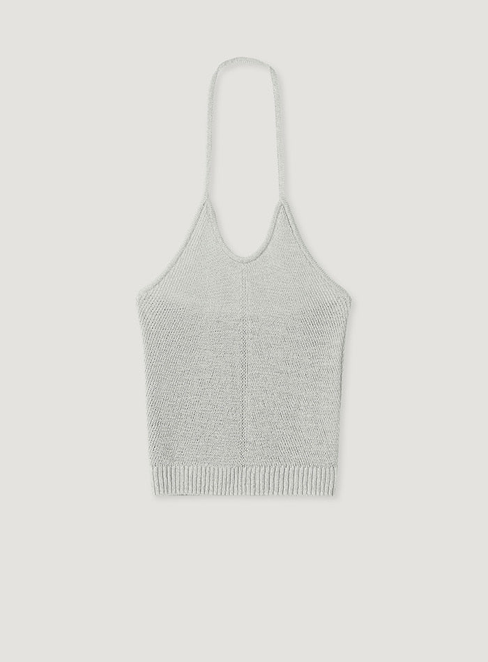 Mango Maniplease Konni Halter Knit Vest Mist Grey