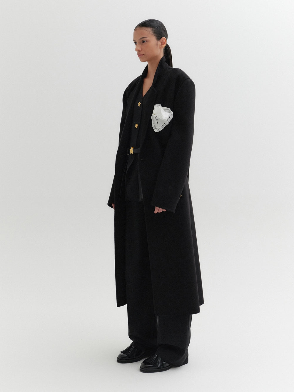 EENK Double-Breasted Tailored Coat - Black