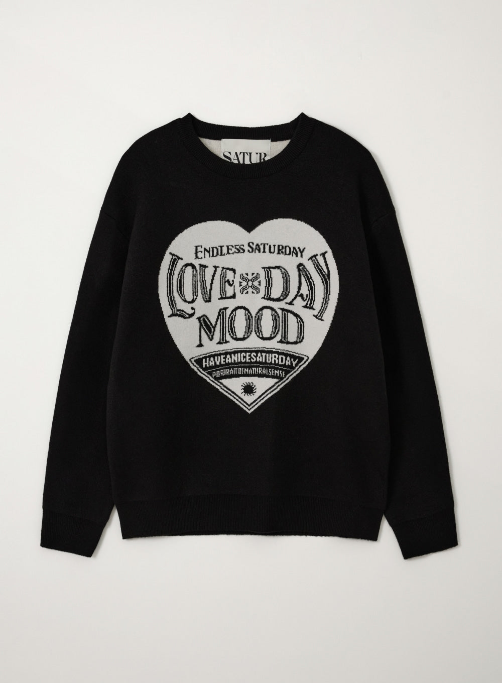 [satur] Saturday Retro Mood Pullover Knit - Black