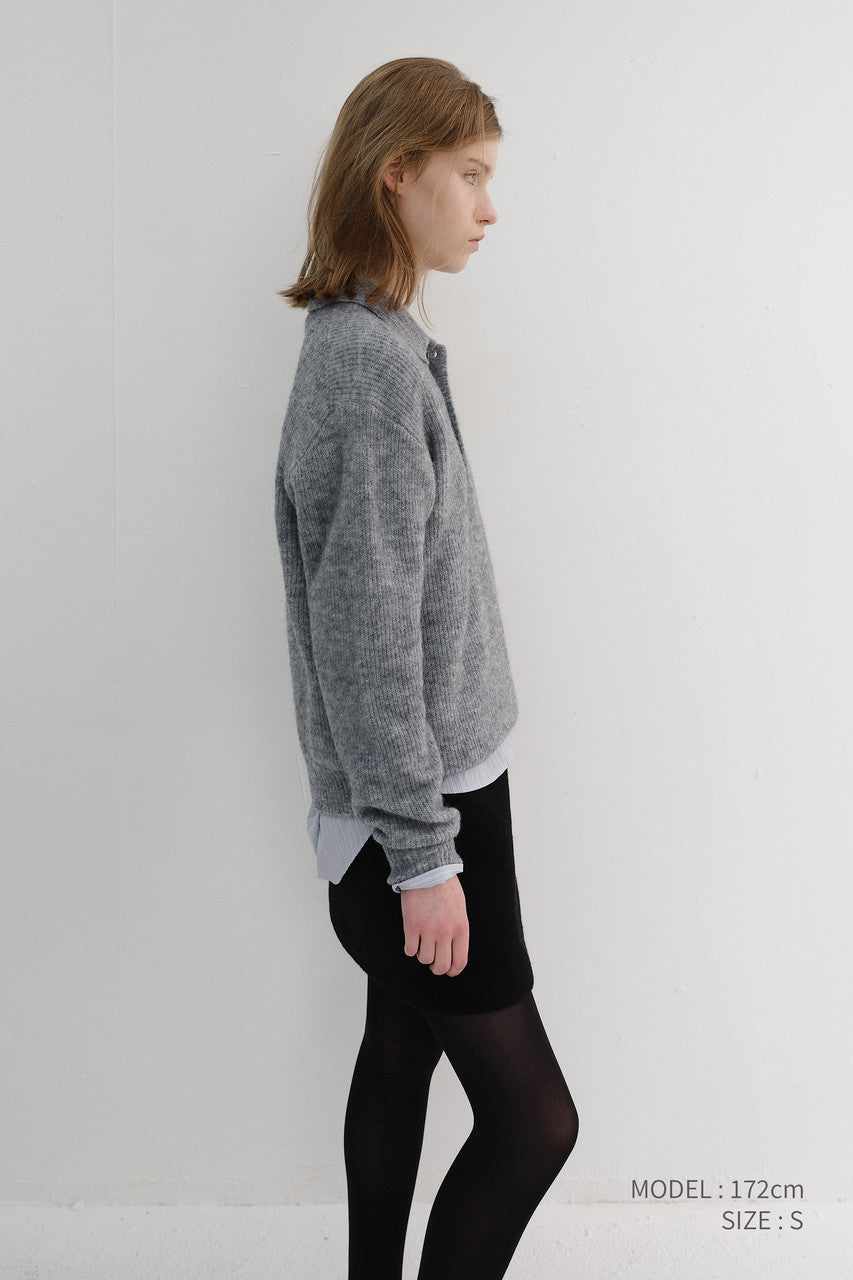 Dunst Unisex Hairy Collared Sweater Melange Grey