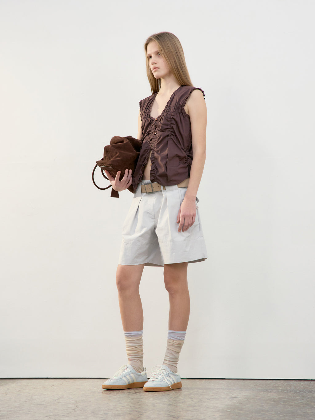 Low Classic Square Buckle Belt Beige