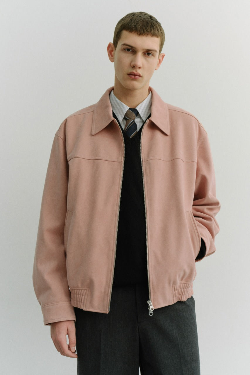 Dunst Unisex Suede Collared Blouson Soft Pink