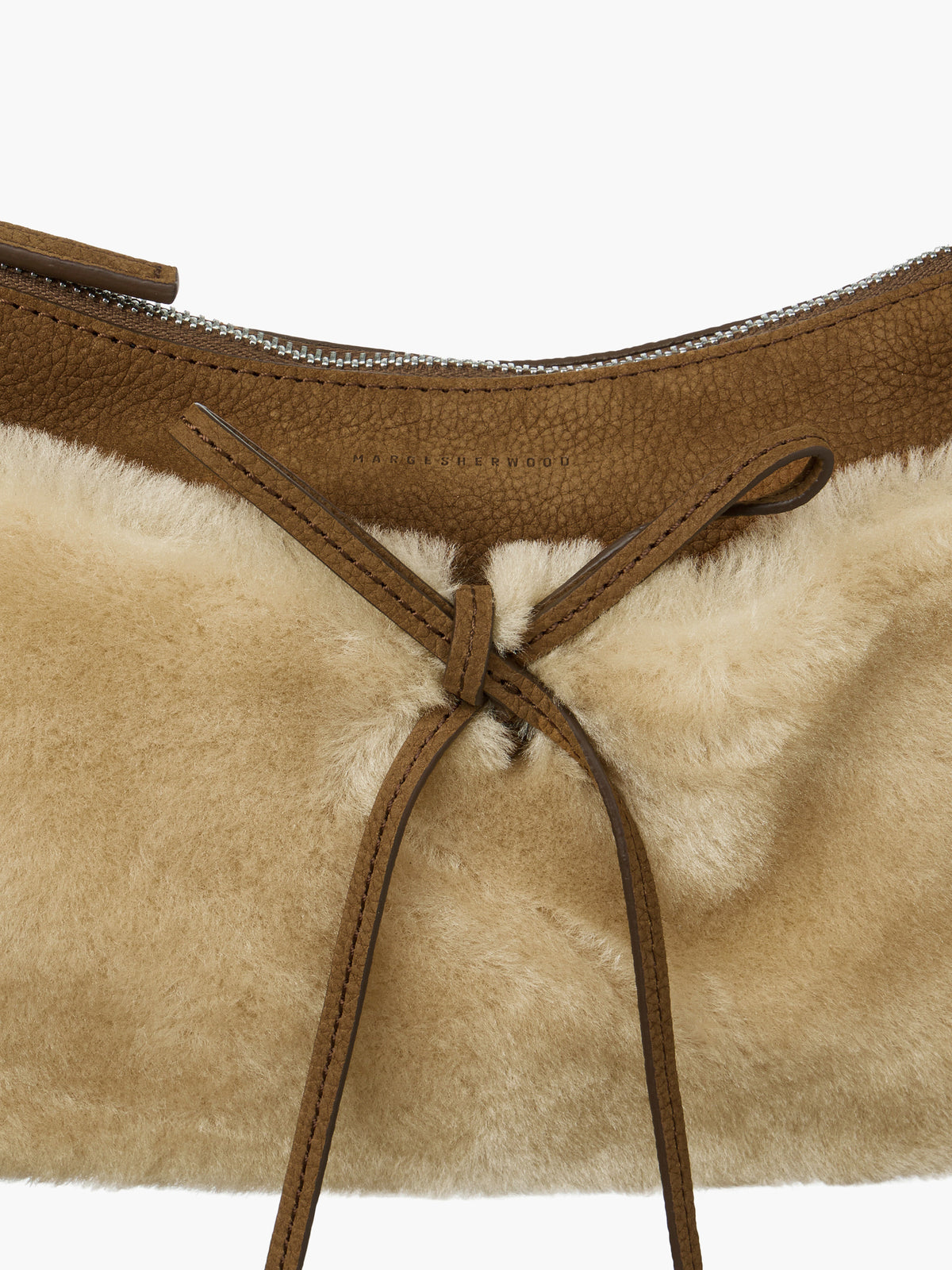 Margesherwood Ribbon Pochette beige shearling+chestnut nubuck