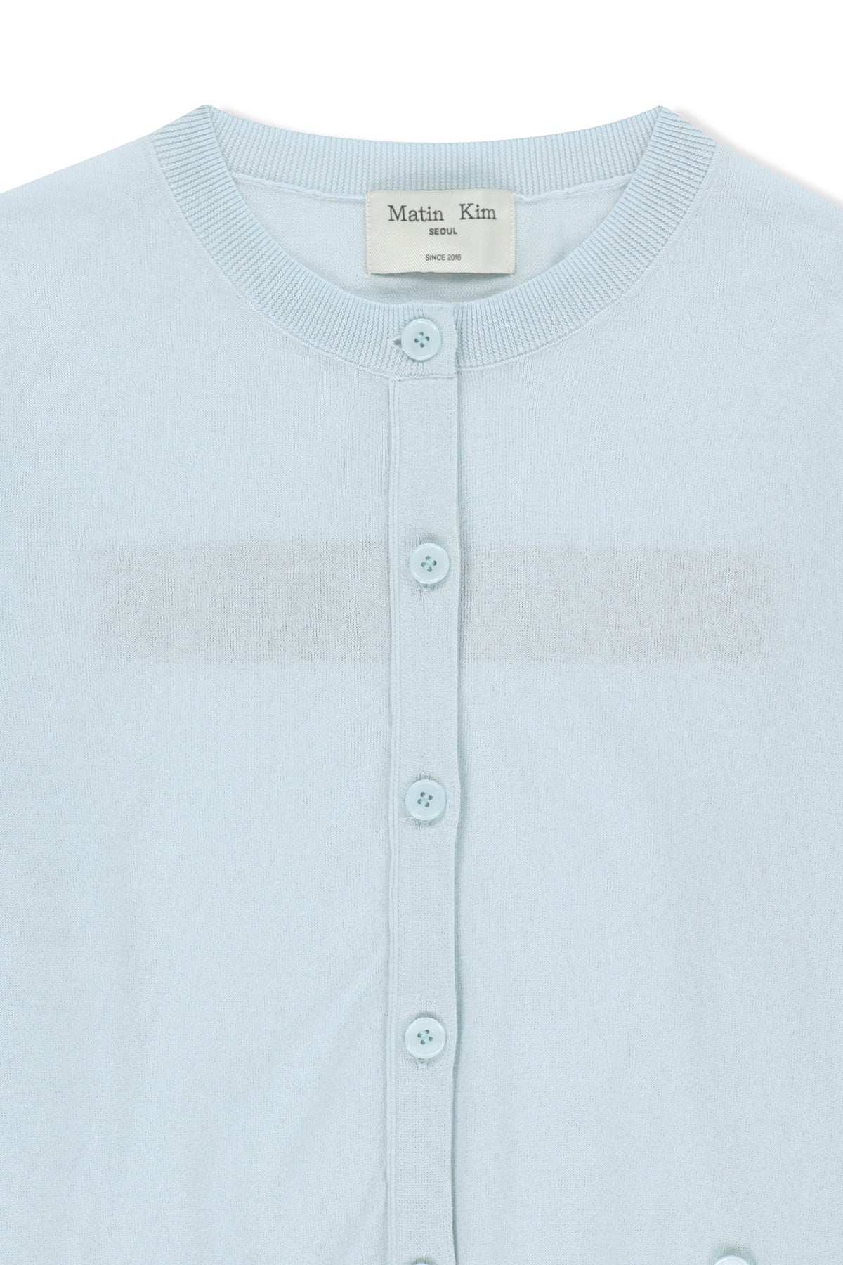 [matinkim] Back Logo Sheer Cardigan For Women IN Light Blue