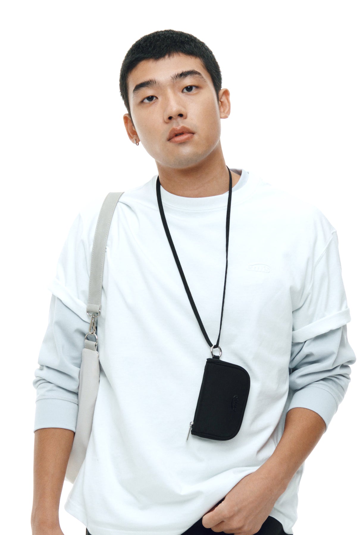 Emis Mono Logo Print T-Shirt-Blue White