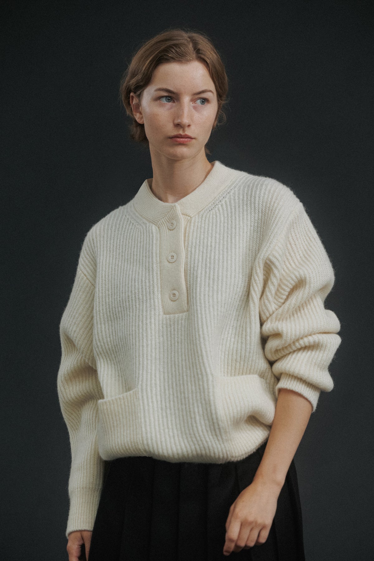 Nothing Written Shetland wool henri-neck pullover (Ivory)
