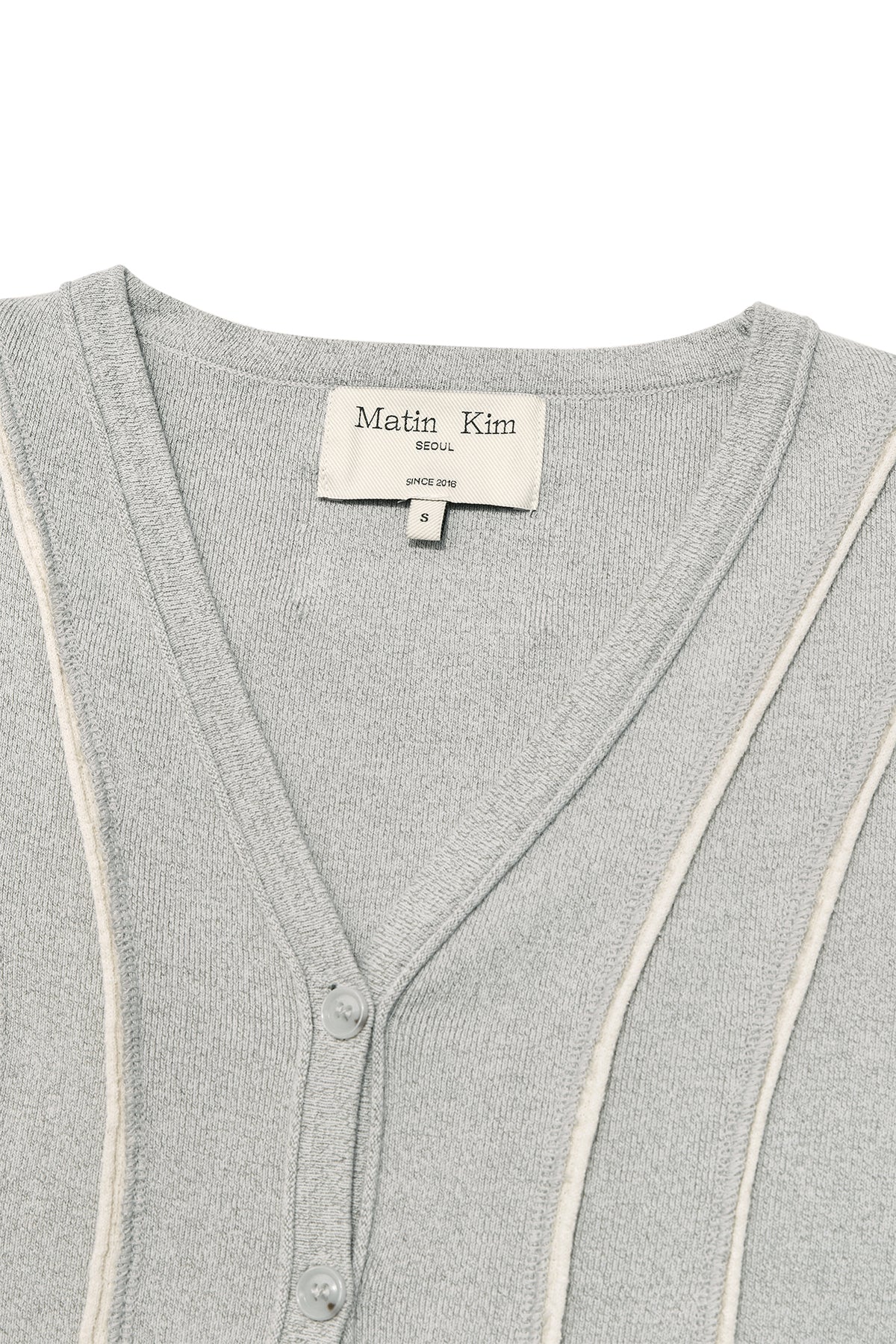 [matinkim] CUT LINE SLIM CARDIGAN IN GREY