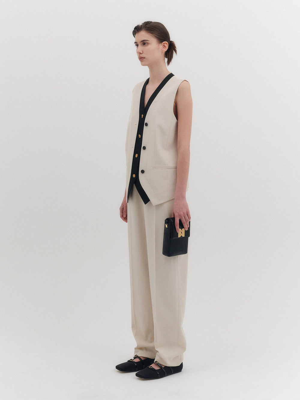 EENK Contrast Waist Pants - Ivory