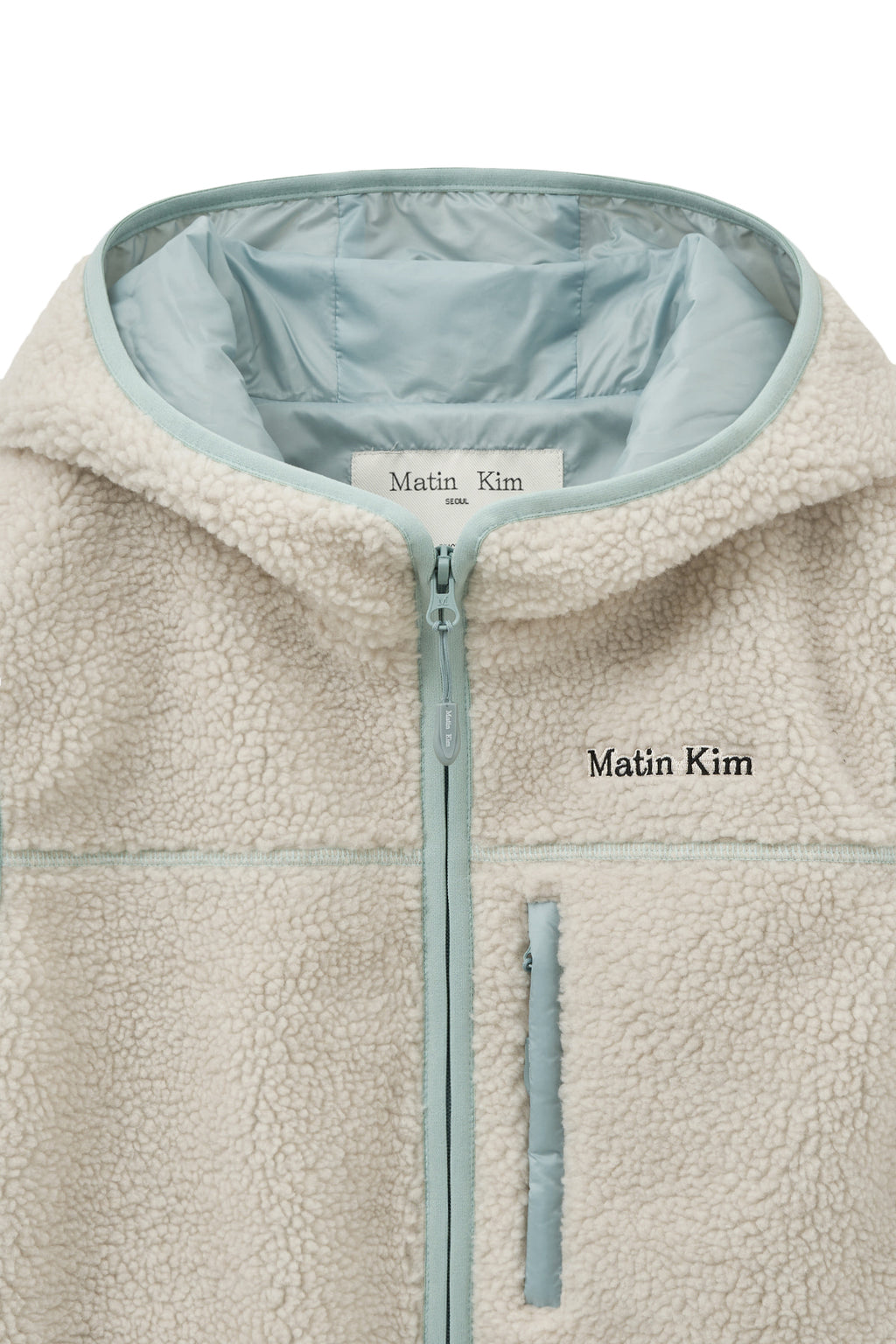 [matinkim] FLEECE HOODY VEST IN IVORY