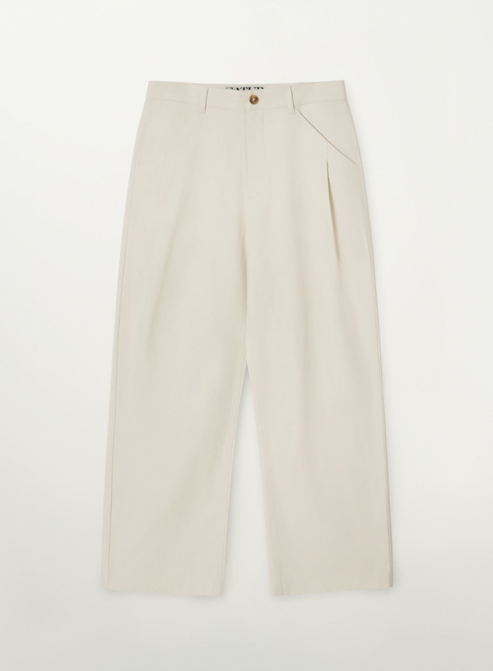 [SATUR] Relaxed Cotton Blend Pants - Cream
