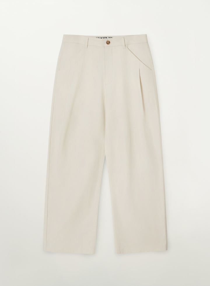 Satur Relaxed Cotton Blend Pants - Cream