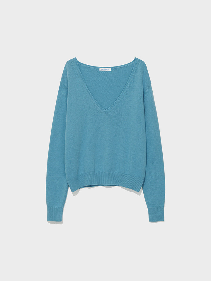 Low Classic Wool Cash Blend V-Neck Sweater Mint Blue