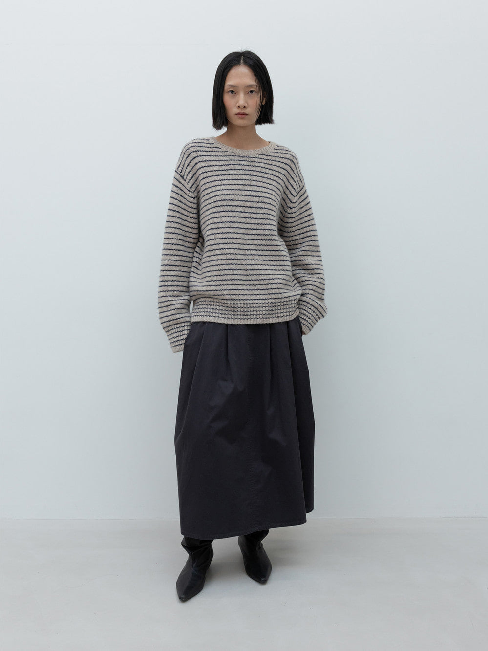 Low Classic Alpaca Blend Stripe Pullover Beige