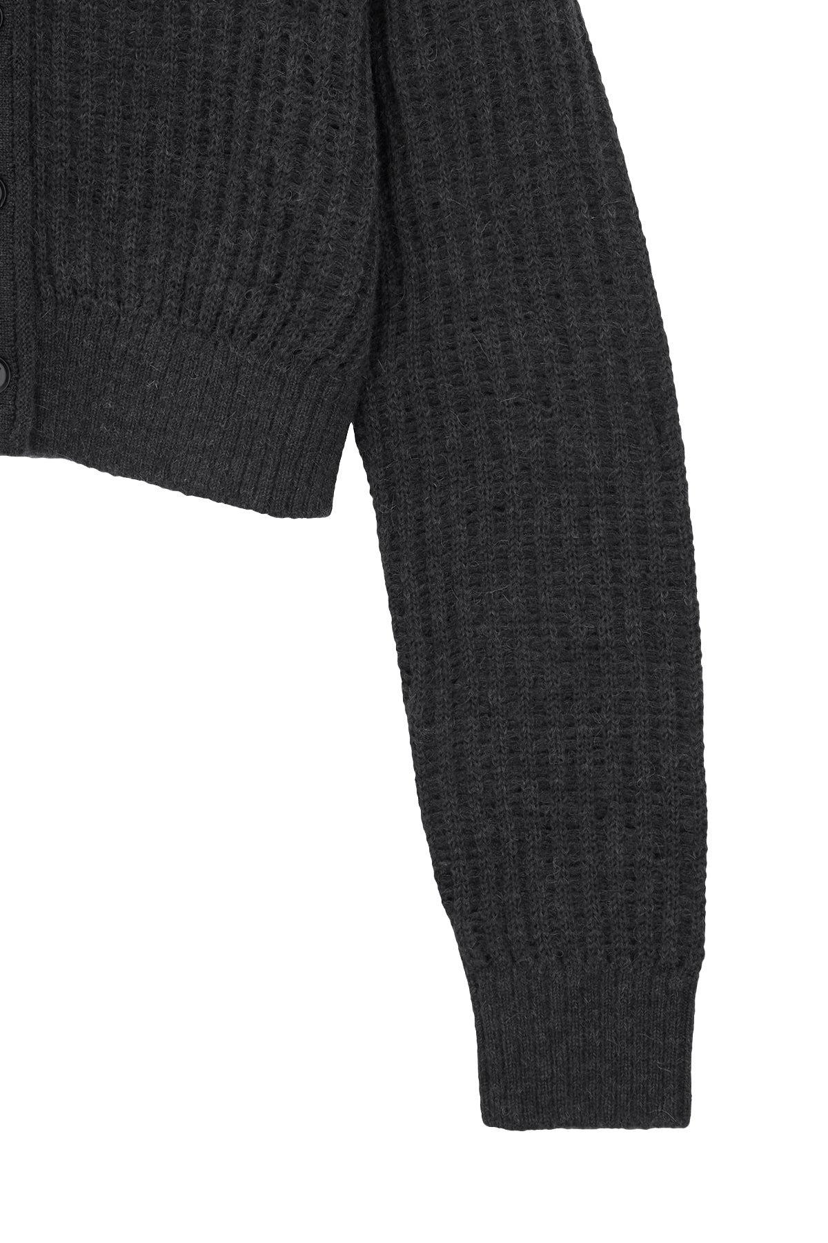 [matinkim] HAIRY CROCHET CROP CARDIGAN FOR WOMEN IN GREY