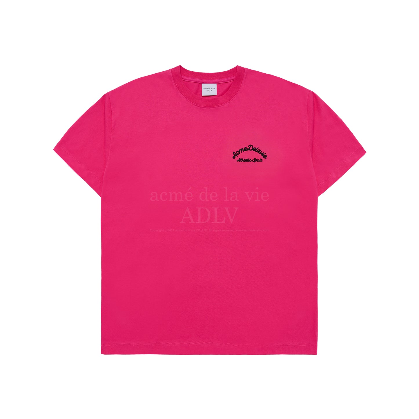 SCRIPT EMBOSSING CHAIN NEEDLEWORK SHORT SLEEVE T-SHIRT PINK