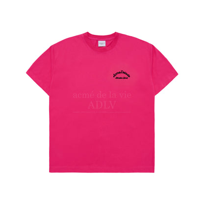 SCRIPT EMBOSSING CHAIN NEEDLEWORK SHORT SLEEVE T-SHIRT PINK